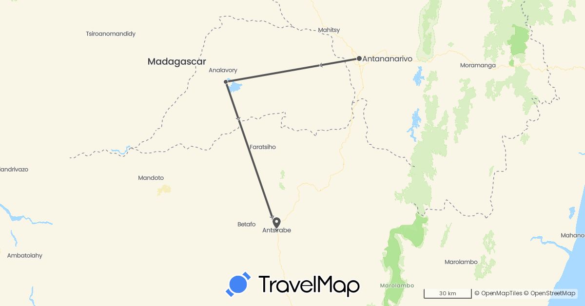 TravelMap itinerary: motorbike in Madagascar (Africa)